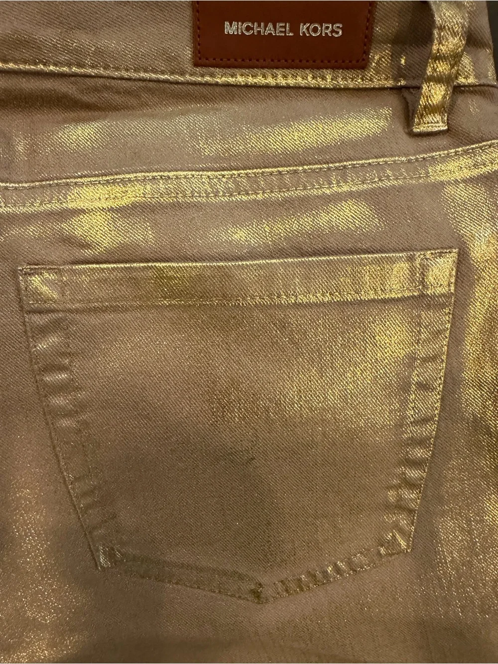 Michael Kors Women’s Sz 12 Gold Metallic Coated Skinny Jeans